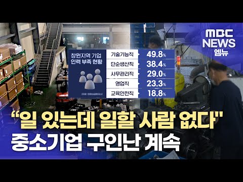 중소기업 인력난 가중..일은 있지만 일할 사람 없어 (2024.06.19/뉴스데스크/MBC경남)