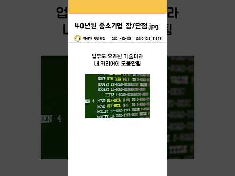 40년된 중소기업 장단점